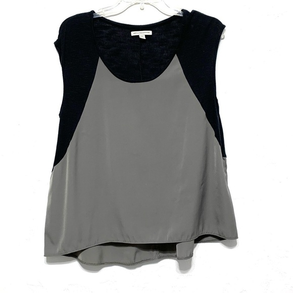 American Eagle Black Gray Short Sleeve Round Neck Lightweight Blouse Size Medium - Picture 1 of 4